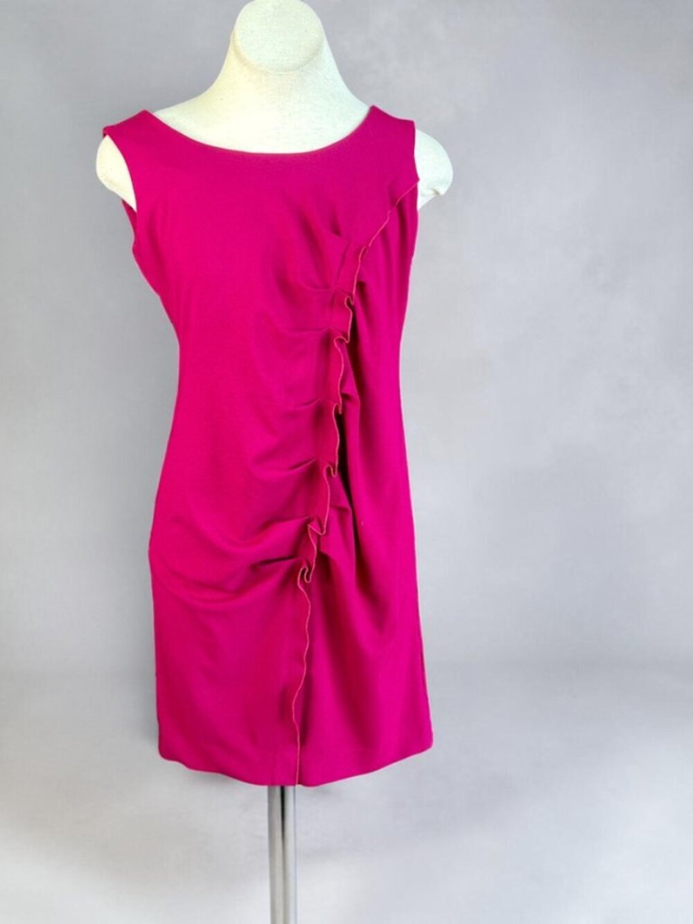 Armani Collezioni Fuchsia Pink Sleeveless Ruffle Sheath Dress Size 12